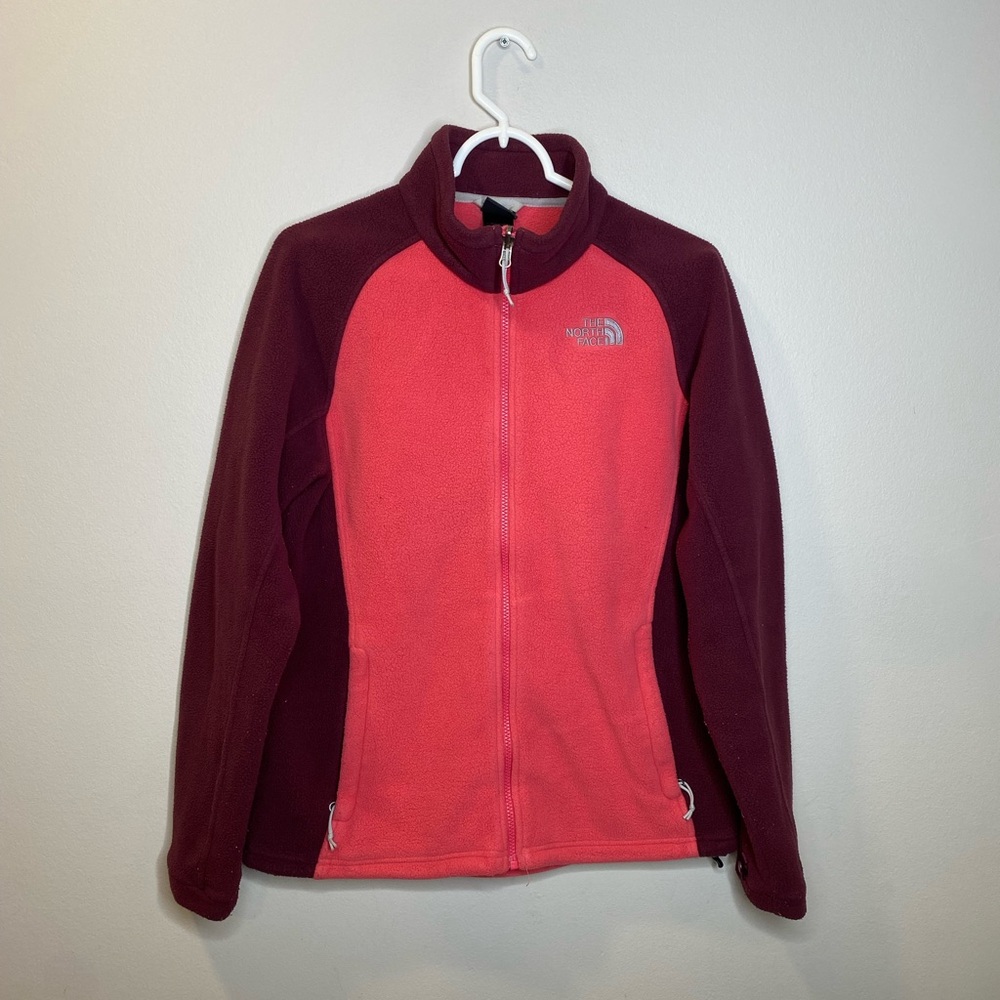 The north face burgundy and pink women’s zip up jacket size large